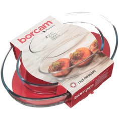 Форма для выпечки стекло, 2 шт, 24х35 см, овальная, Borcam, 159033
