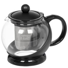 Чайник заварочный стекло,пластик, 0.75 л, с ситечком, Y6-2600, черный