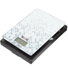 Весы кухонные электронные, стекло, Rion, Ромбы, платформа, точность 1 г, до 5 кг, LCD-дисплей, PT-210