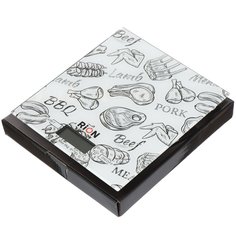 Весы кухонные электронные, стекло, Rion, Продукты, платформа, точность 1 г, до 5 кг, LCD-дисплей, PT-893