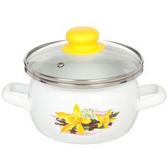 Кастрюля сталь, эмалированное покрытие, 1.5 л, с крышкой, Сантэкс, Ваниль, 1-2415112 САНТЕКС
