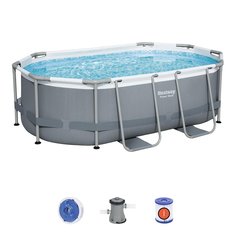 Бассейн каркасный Bestway, 305х200х84 см, Power Steel Oval Pool, 5614A, фильтр-насос, 3668 л, диспенсер