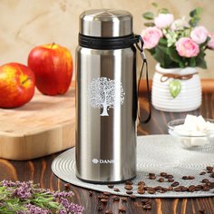 Термос нержавеющая сталь, 1 л, универсальная горловина, Daniks, колба нержавеющая сталь, серебристый, SL-100DD