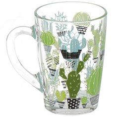 Кружка стекло, 300 мл, Кактусы, Декостек, 334-Д