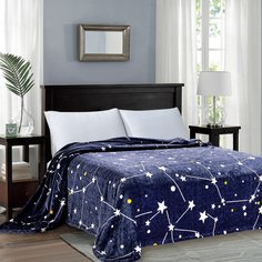 Плед 1.5-спальный, 150х200 см, микрофибра, 100% полиэстер, Silvano, синий, SТ-182