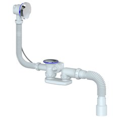 Сифон для ванны, гофрированный, 40х40/50, с выпуском, полуавтомат, Unicorn, S102