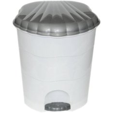 Контейнер для мусора пластик, 11 л, круглый, педаль, плавающая крышка, белый, серый, Violet, 150101