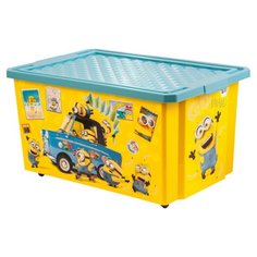 Ящик для игрушек 57 л, с крышкой, пластик, 41х61х33 см, Пластик репаблик, Lalababy Миньоны, банан, LA1065БН