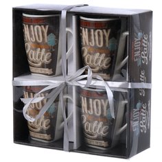 Набор кружек керамика, 400 мл, 4 шт, Кофе клаб, подарочная упаковка, Daniks