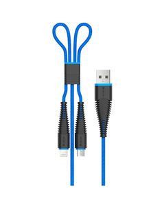 Кабель Devia Fish 2 in 1 Micro Usb and Lightning - Blue