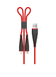 Кабель Devia Fish 2 in 1 Micro Usb and Lightning - Red