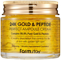 Ампульный крем с золотом и пептидами Farmstay 24K Gold & Peptide Perfect Ampoule Cream, 80ml