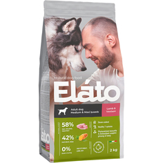 Корм для собак Elato Holistic для средних и крупных пород, ягненок с олениной 2 кг