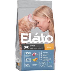 Корм для стерилизованных и малоактивных кошек Elato Holistic с курицей и уткой 1,5 кг