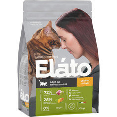 Корм для кошек Elato Holistic для выведения шерсти с курицей и уткой 300 г