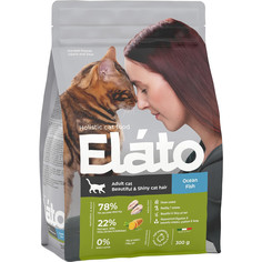 Корм для кошек Elato Holistic для красивой и блестящей шерсти рыба 300 г