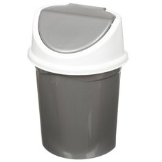 Контейнер для мусора пластик, 4 л, круглый, плавающая крышка, серый,белый, Violet, 0404/58/140458