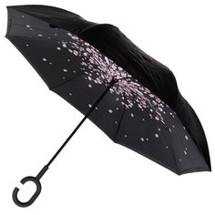 Зонт для женщин, автомат, 8 спиц, 58 см, Сакура, полиэстер, черный, Y9-289