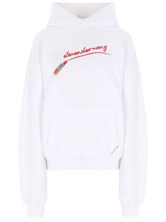 Худи хлопковое с принтом Alexander Wang
