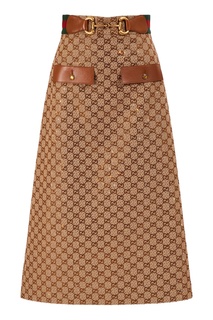 Юбка цвета кэмел с монограммами Gucci