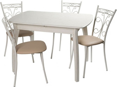Обеденная группа стол и 4 стула (аврора) белый 113x75x71 см. Avrora