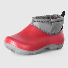 Женские тёплые ботинки OYO красные с серым (О2.DG-T4)