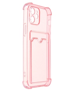 Чехол LuxCase для APPLE iPhone 12 TPU с картхолдером Transparent-Pink 63562
