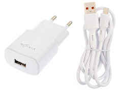 Зарядное устройство Vixion L5m 1xUSB 2.1A + кабель MicroUSB 1m White GS-00021551
