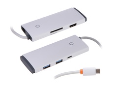 Хаб USB Baseus Lite Series 6-Port Type-C HUB Type-C - HDMI+2xUSB 3.0+Type-C Data+SD/TF White WKQX050002