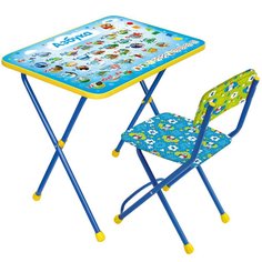 Мебель детская Nika, стол+стул мягкий, моющаяся, Познайка Азбука, металл, пластик, 675