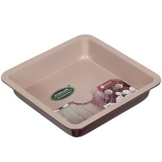 Форма для выпечки углеродистая сталь, 22.5х22.5х4.5 см, антипригарное покрытие, прямоугольная, розовая, Apollo, Satin touch, STT-314