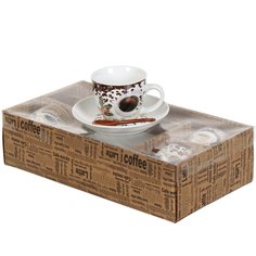 Набор чайный керамика, 8 предметов, на 4 персоны, 180 мл, с ложками, Просто кофе, RS097-7511J, подарочная упаковка