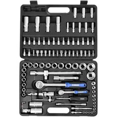 Набор слесарных инструментов Сибин, 27765-H94, 1/2", 1/4", CrV сталь, кейс, 94 предмета