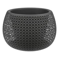 Горшок для цветов пластик, 4 л, 29х20 см, со вставкой, графитовый, Idea, Пирула, М 3101