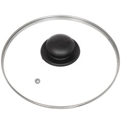 Крышка для посуды стекло, 22 см, Jarko, Гвура, металлический обод, кнопка пластик, КС*GTL22110