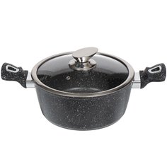 Кастрюля алюминий, антипригарное покрытие, 3.5 л, с крышкой, Daniks, Олимп, CAS-2235-BLM