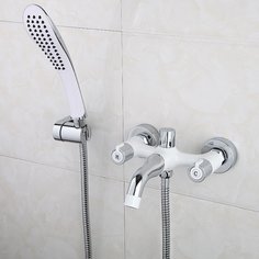 Смеситель для ванны, Gappo, короткий излив, с кран-буксой, белый, G3249