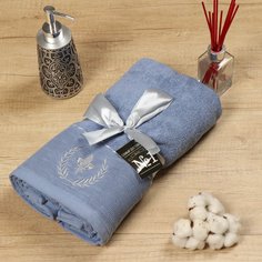 Полотенце банное 70х140 см, 100% хлопок, 420 г/м2, Подарок для него, Barkas, бледно-синее, Узбекистан