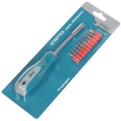 Отвертка-держатель с битами, 10 предметов, Ормис, с насадками, 33-0-731