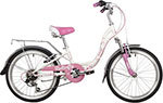 Велосипед Novatrack 20 BUTTERFLY сталь, белый-розовый, 6-скор, TY21/RS35/SG-6SI, V-brake, 20SH6V.BUTTERFLY.PN22