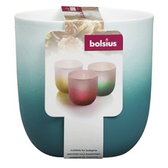 Подсвечник Bolsius 75/70 бело-бирюзовый - для чайных свечей