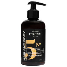 Мужской шампунь-гель 2 в 1 для волос и тела безсульфатный парфюмированный №5 Press Gurwitz Perfumerie