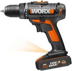 Дрель-шуруповерт аккумуляторная WORX WX101.1 20В, 1.5Ач x2, кейс
