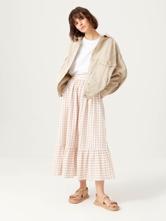 Юбка миди в клетку (бежевый, XS) Sela