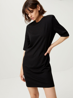 Платье-футболка с подплечниками (черный, XS) Sela