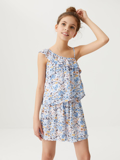 Комбинезон с оборкой на одно плечо для девочек (принт, 122/7-8 YEARS) Sela