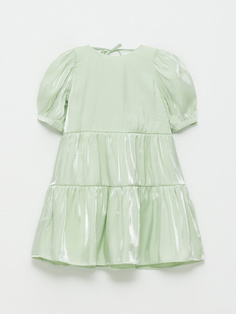 Ярусное платье с эффектом металлик для девочек (зеленый, 92) Sela