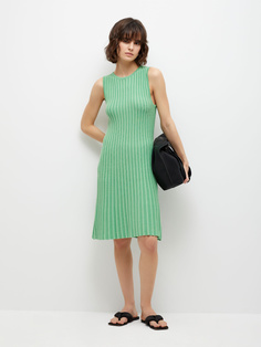 Вязаное платье в рубчик (зеленый, L) Sela