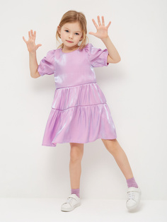 Ярусное платье с эффектом металлик для девочек (розовый, 92) Sela