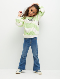 Джинсы клеш для девочек (голубой, 98) Sela